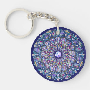 blue rosace key ring