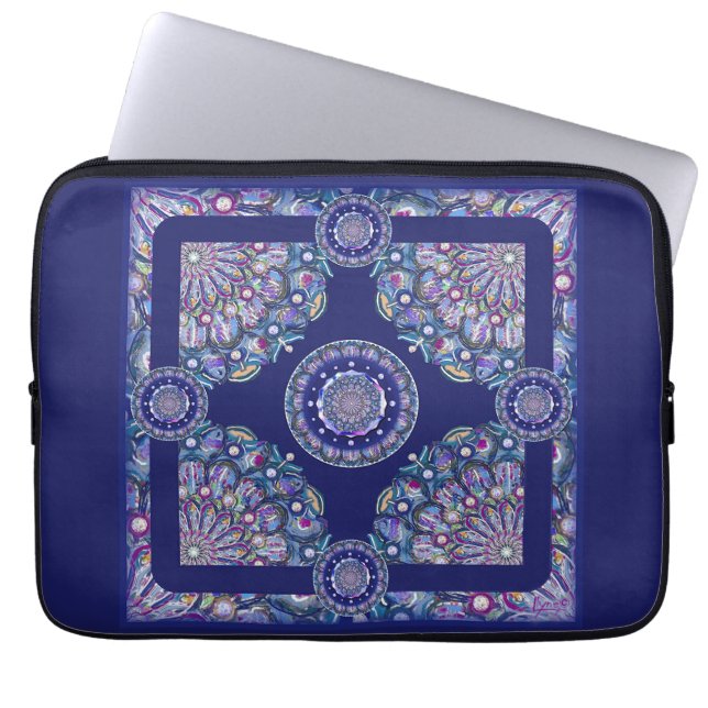Blue Rosace  Laptop Sleeve (Front)