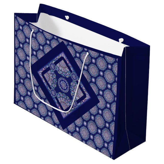 Blue Rosace Large Gift Bag (Front Angled)