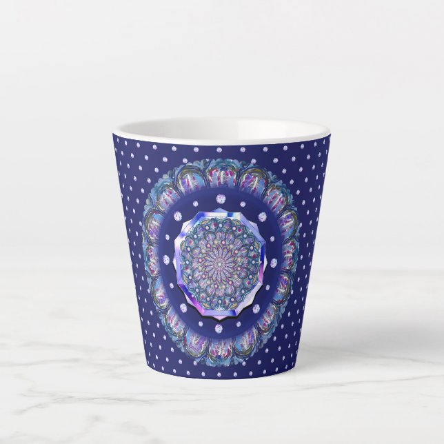 Blue Rosace Latte Mug (Front)