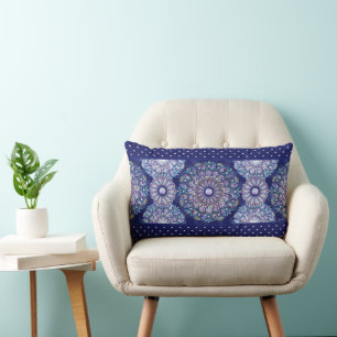 Blue Rosace Lumbar Cushion