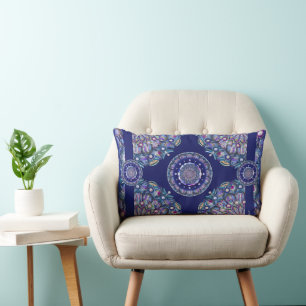 Blue Rosace  Lumbar Cushion