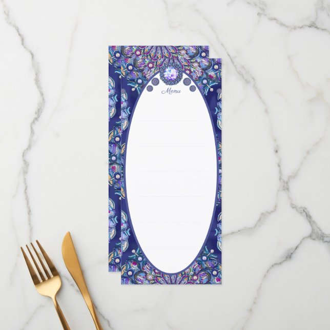Blue Rosace Menu (Front/Back In Situ)