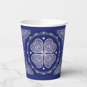 Blue Rosace Paper Cups