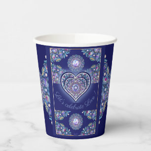 Blue Rosace Paper Cups