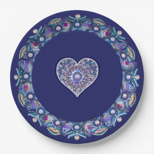 Blue Rosace Paper Plate