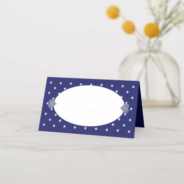Blue Rosace Place Card (Front)