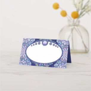 Blue Rosace Place Card