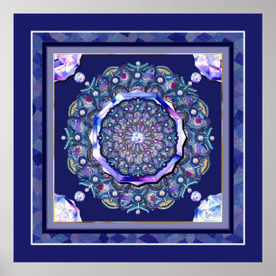 Blue Rosace  Poster