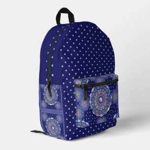 Blue Rosace Printed Backpack