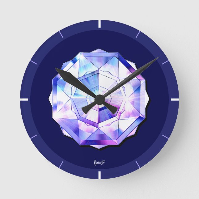 blue rosace round clock (Front)