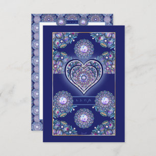 Blue Rosace RSVP Card