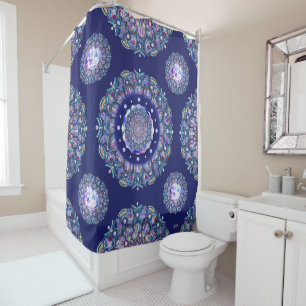 Blue Rosace Shower Curtain