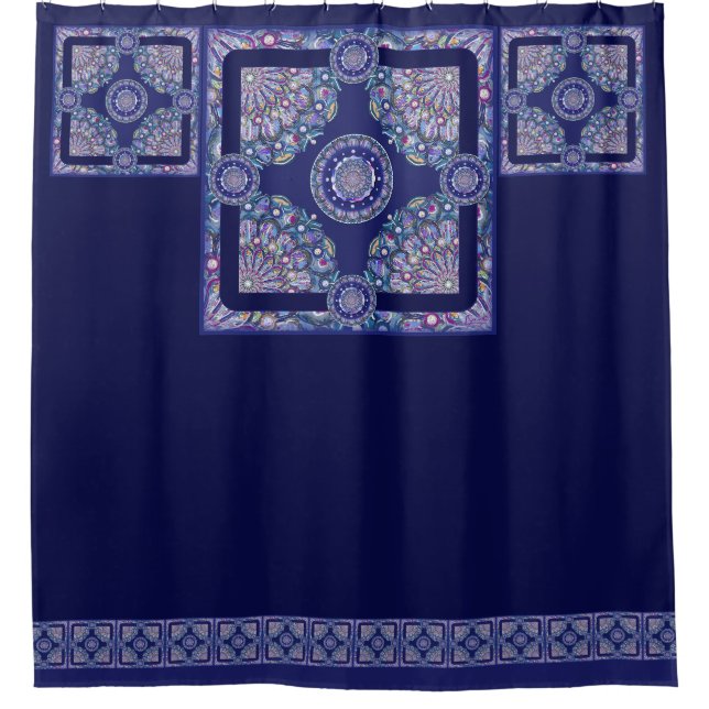 Blue Rosace Shower Curtain (Front)