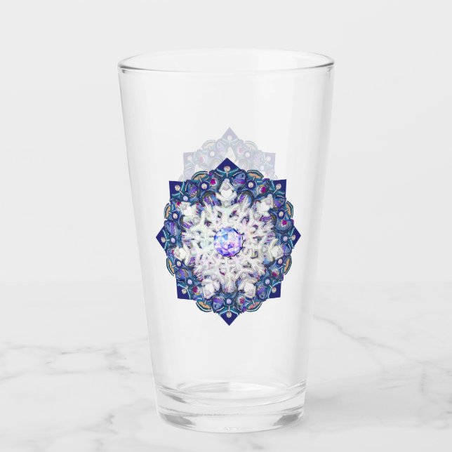 Blue rosace & snowflake glass (Front)