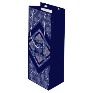 Blue Rosace Wine Gift Bag