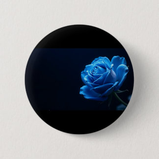 blue rose 6 cm round badge