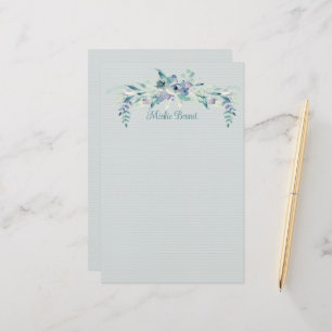 Blue Rose and Teal Personalised Stationery
