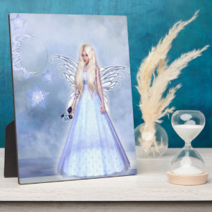 Blue rose angel plaque