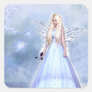 Blue rose angel square sticker