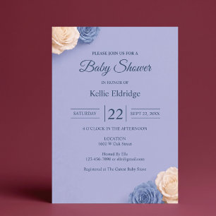Blue Rose Baby Shower Invitation