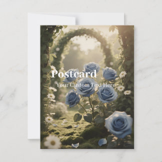 Blue Rose Bloom – Elegant Romantic Message Postcard