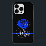 Blue Rose | Blue Line Policeman's Wife Custom iPhone 14 Pro Max Case<br><div class="desc">You don't have to be a police officer to show your pride in law enforcement,  you can be married to one who puts their life on the line every day.  Display this pride to the world with this thin blue line and blue case with your own custom name.</div>