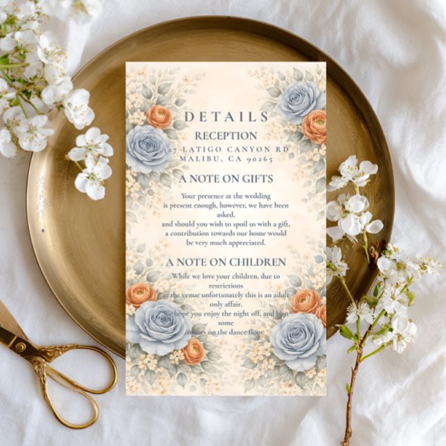 Blue Rose Botanical Wedding Enclosure Card (Creator Uploaded)