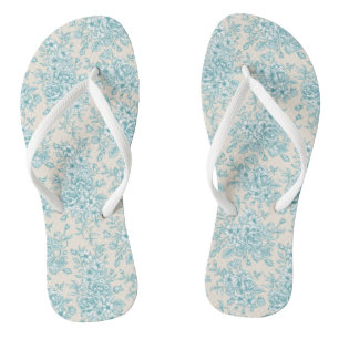 Blue Rose Bouquet Garden Floral Pattern Jandals