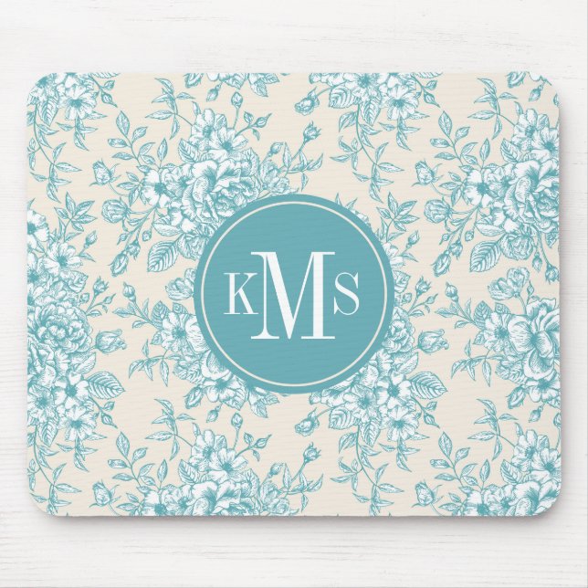Blue Rose Bouquet Garden Floral Pattern Mouse Pad (Front)