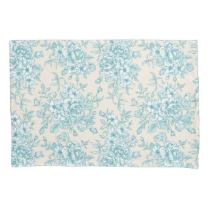 Blue Rose Bouquet Garden Floral Pattern Pillowcase