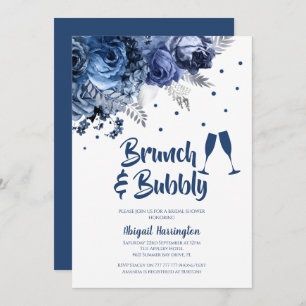 Blue Rose Brunch & Bubbly Bridal Shower Invitation