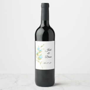 Blue Rose Bud Wedding Wine Wine Label
