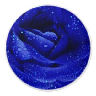 Blue rose ceramic knob