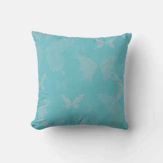 Blue Rose Coloured Butterflies on Turquoise Blue Cushion