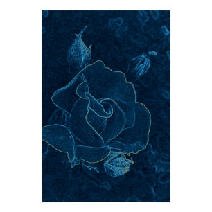 blue rose contour poster