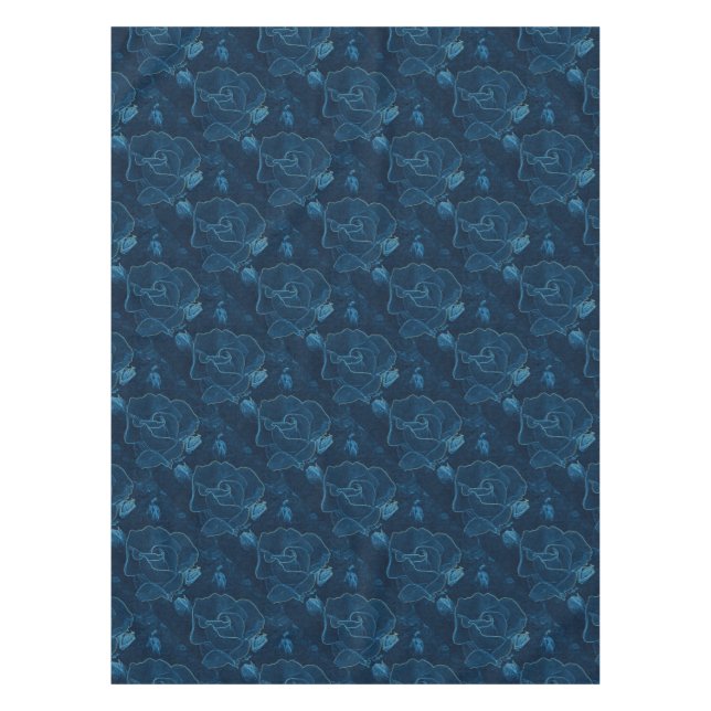 blue rose contour tablecloth (Front)
