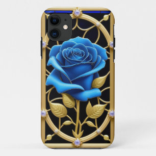 Blue Rose Design in Stained Glass Case-Mate iPhone Case