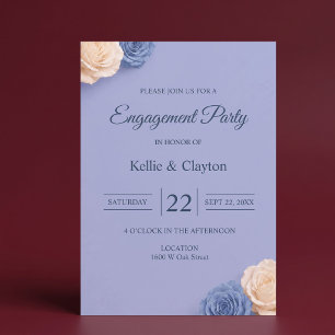 Blue Rose Engagement Party Invitation