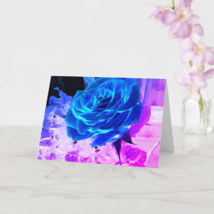 Blue Rose Fantasy Greeting Card Blank Inside