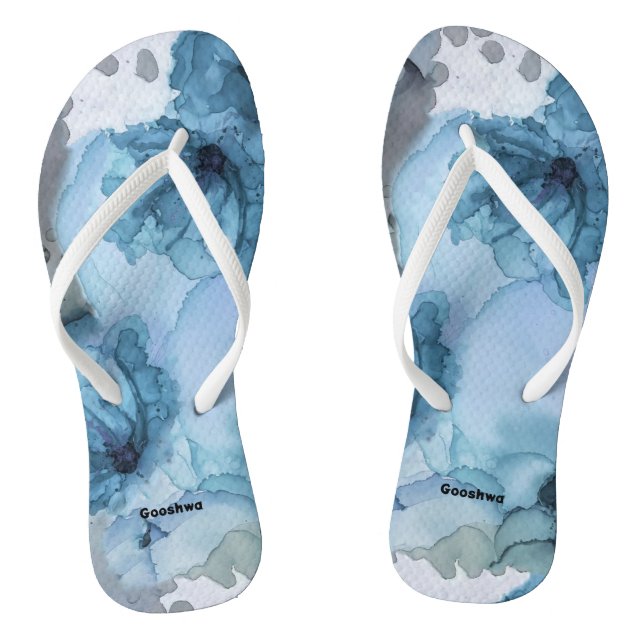 Blue Rose Flip Flops, Slim Straps Jandals (Footbed)
