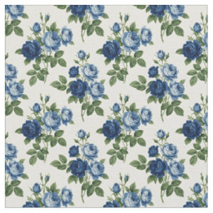Blue Rose Floral Pattern Fabric