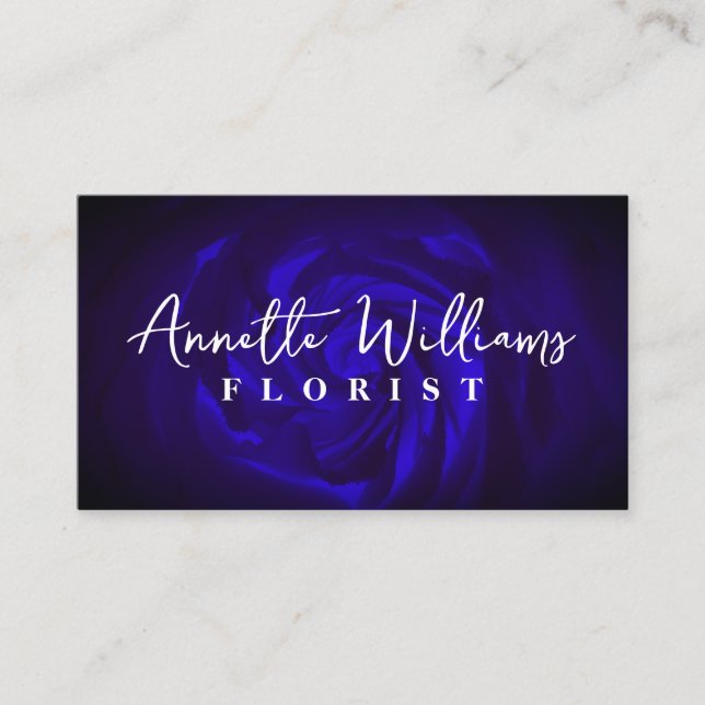 Blue rose floral style business card (Front)