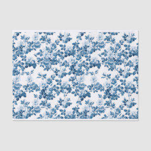 Blue Rose Floral Vines Flower Pattern Tissue Paper