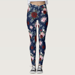 Blue Rose Floral Women's Leggings