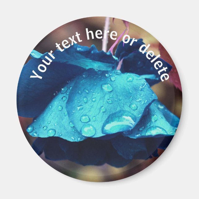 Blue Rose Flower Abstract Personalised Magnet (Front)