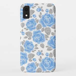 Blue rose flowers. Watercolor pattern Case-Mate iPhone Case