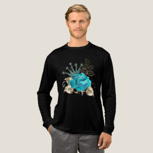 Blue Rose Glitter Crown Golden Leaves Tri-Blend Shirt