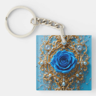 💙 Blue Rose Gold Charm For Accessory Lovers 💙 Key Ring