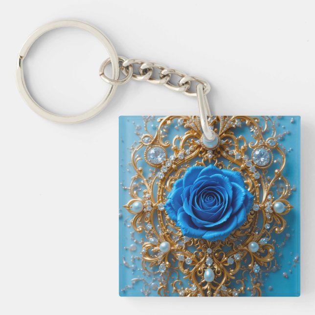 💙 Blue Rose Gold Charm For Accessory Lovers 💙 Key Ring (Front)